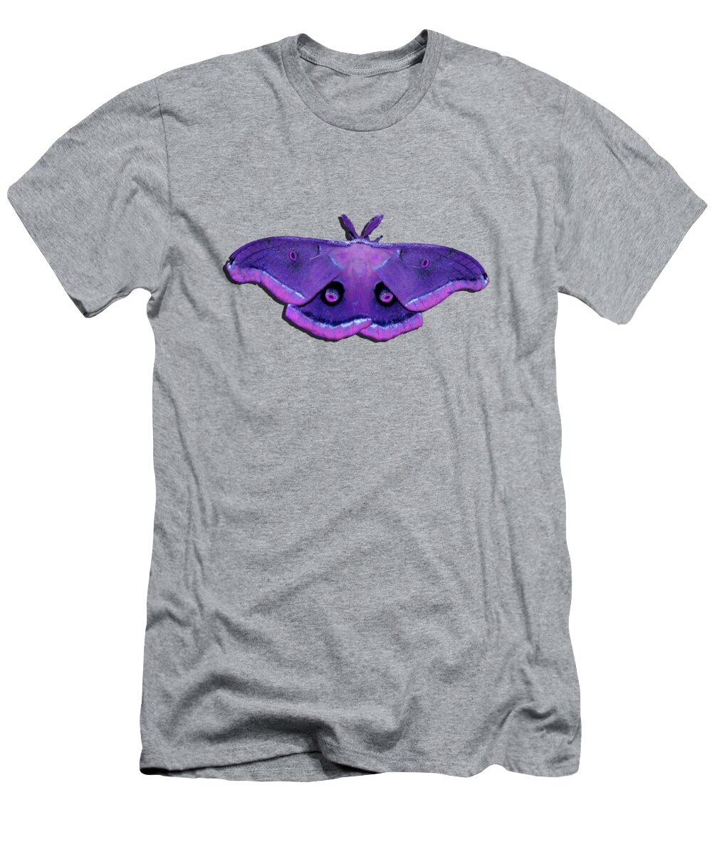 Polyphemus Moth T-Shirt featuring the photograph Male Moth Purple and Pink .png by Al Powell Photography USA