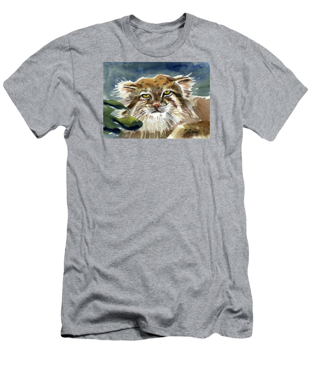 Manul T-Shirt featuring the painting Manul by Mimi Boothby