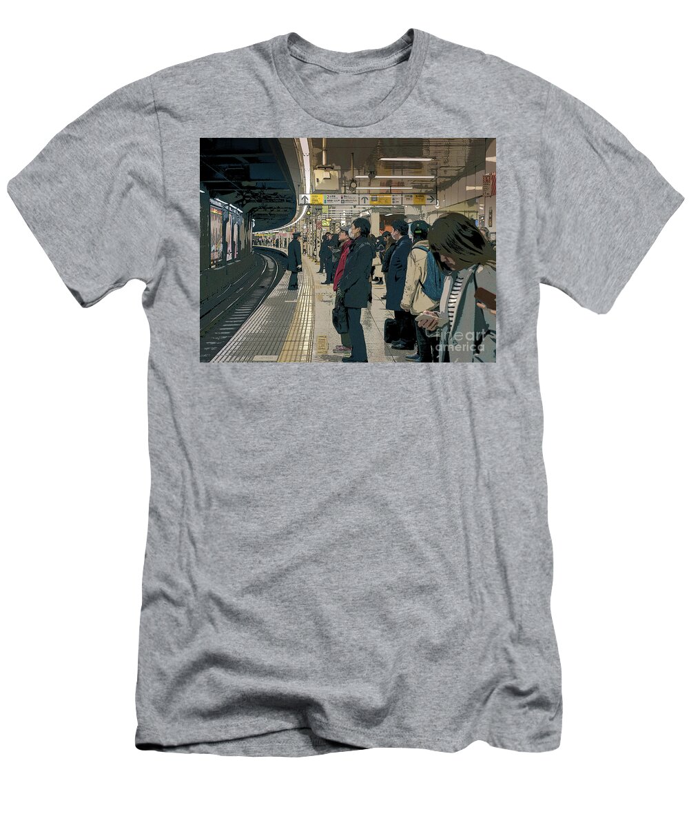 Pedestrians T-Shirt featuring the photograph Marunouchi Line, Tokyo Metro Japan Poster 2 by Perry Rodriguez