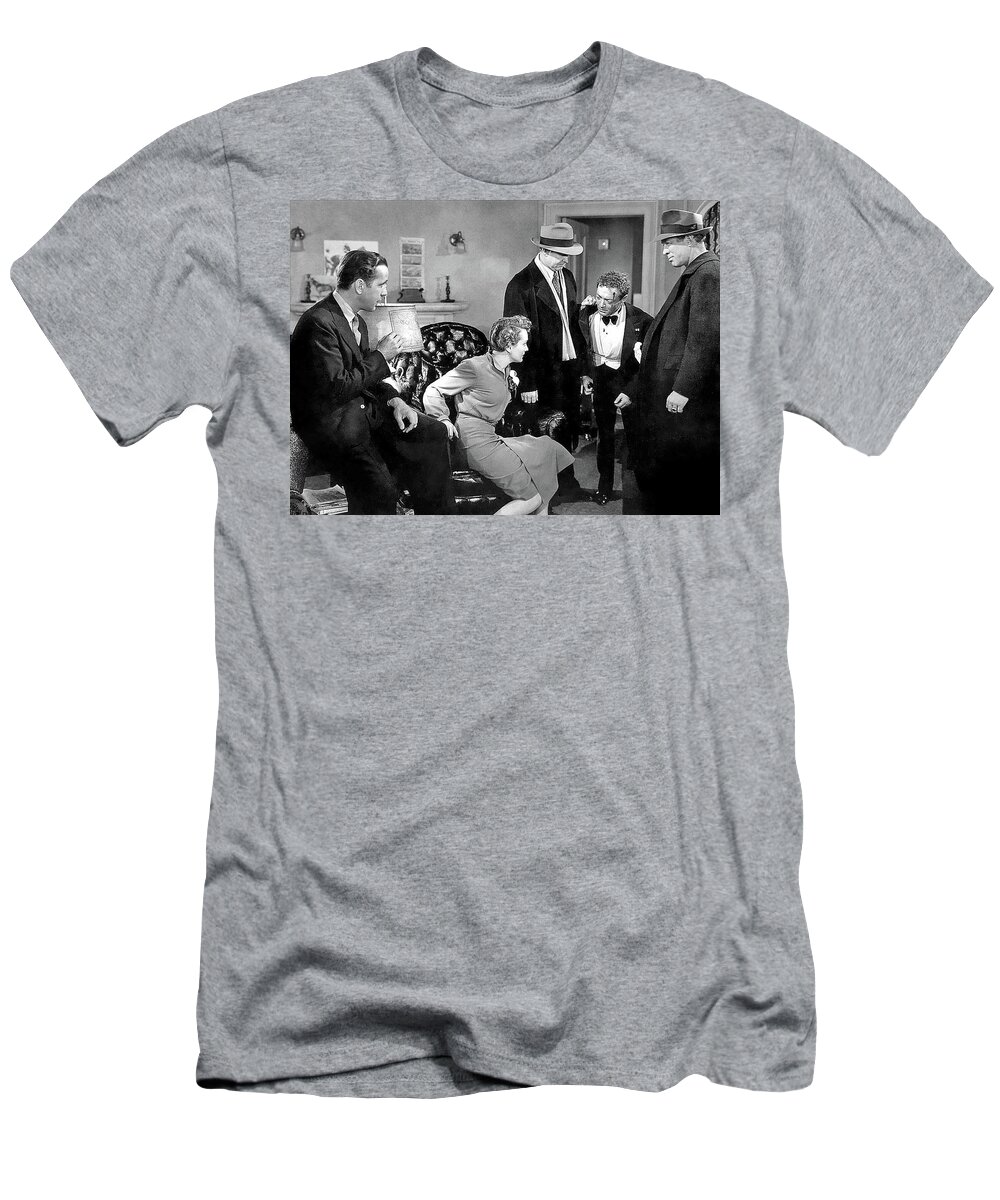 Mary Astor Bogie Peter Lorre The Maltese Falcon 1941 T-Shirt featuring the photograph Mary Astor Bogie Peter Lorre The Maltese Falcon 1941-2015 by David Lee Guss