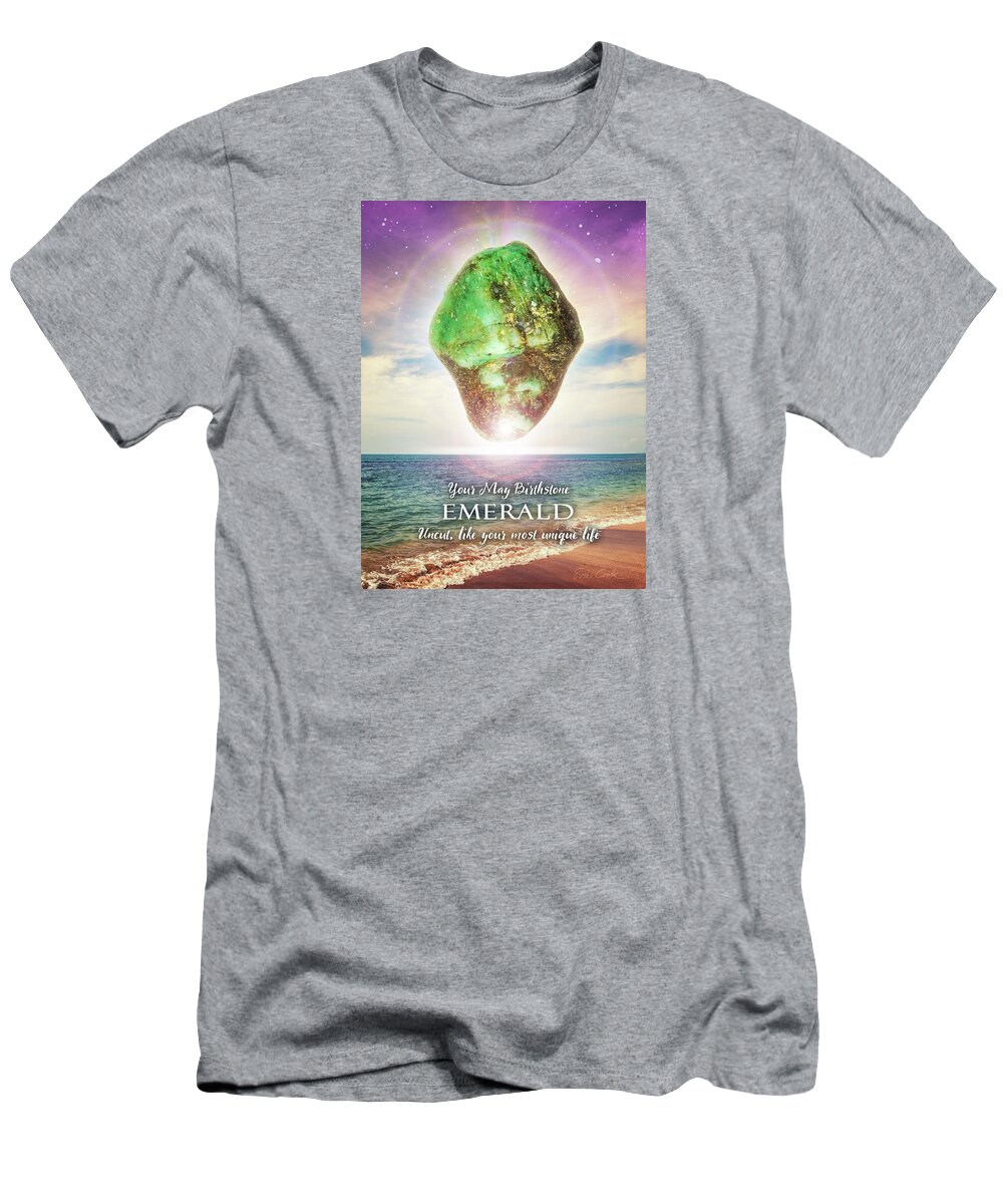 May T-Shirt featuring the digital art May Birthstone Emerald by Evie Cook