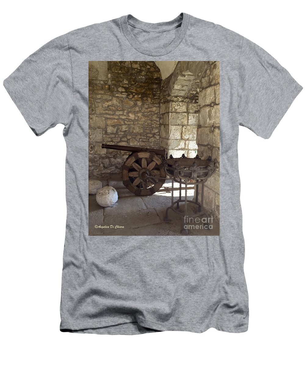 Cityscape T-Shirt featuring the photograph Medieval Cannon- Lucca by Italian Art