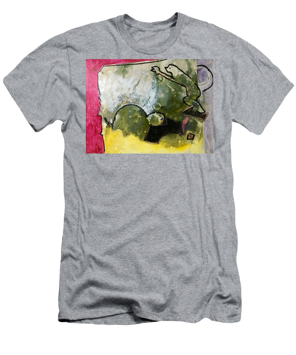 Contemporary T-Shirt featuring the painting Meet Fido by Carole Johnson