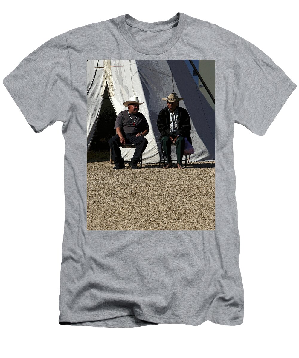 Pow Wow T-Shirt featuring the photograph Men Talking by Joe Kozlowski