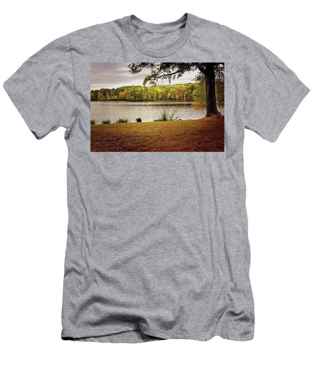 Menominee River In Autumn Print T-Shirt featuring the photograph Menominee River in Autumn by Gwen Gibson