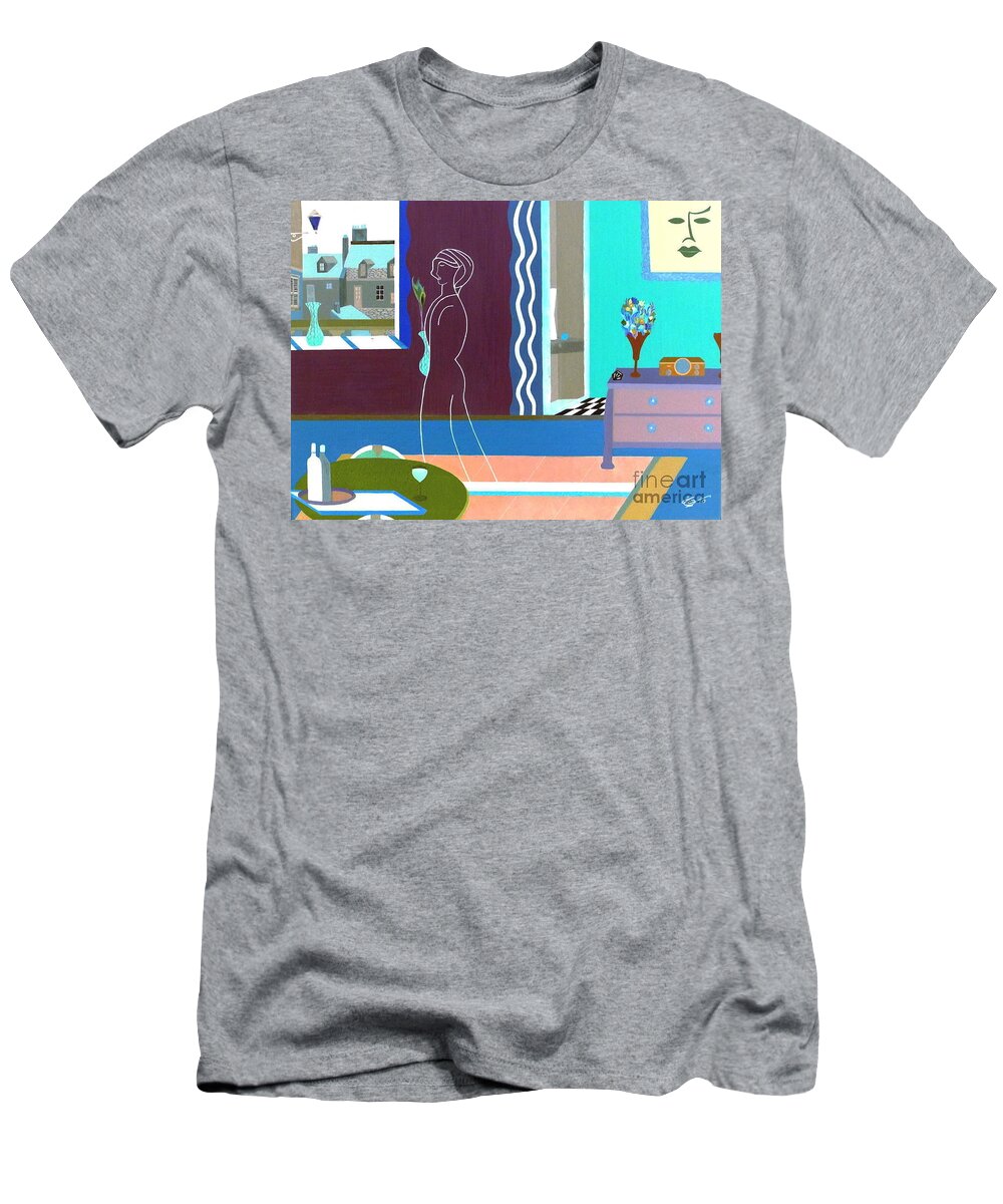 Paris T-Shirt featuring the painting Michele in Paris by bill o'connor by Bill OConnor