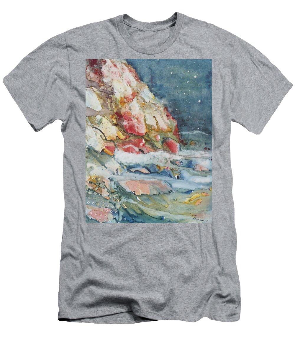 Abstract T-Shirt featuring the painting Midnight Surf by Ruth Kamenev