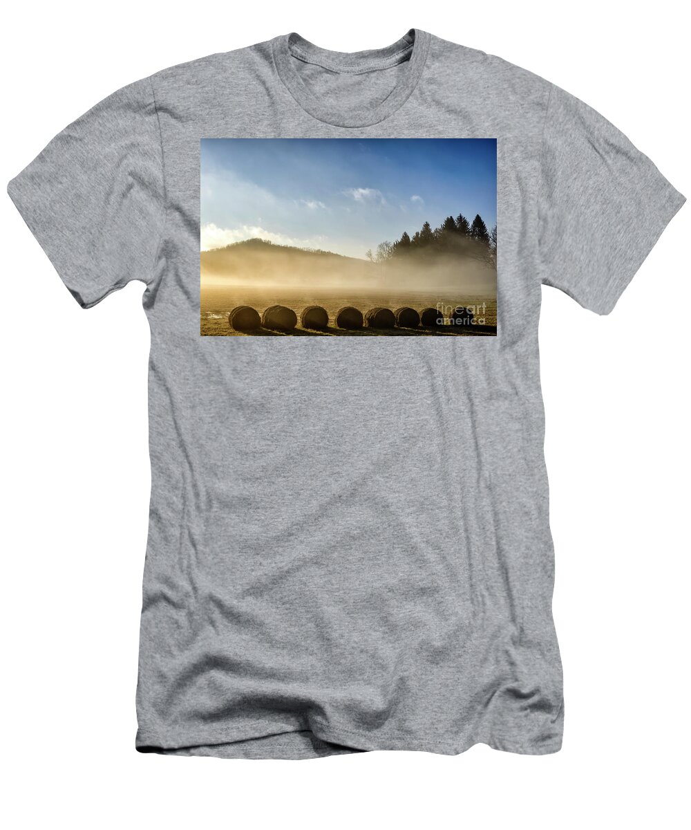 Sunrise T-Shirt featuring the photograph Misty Country Morning by Thomas R Fletcher