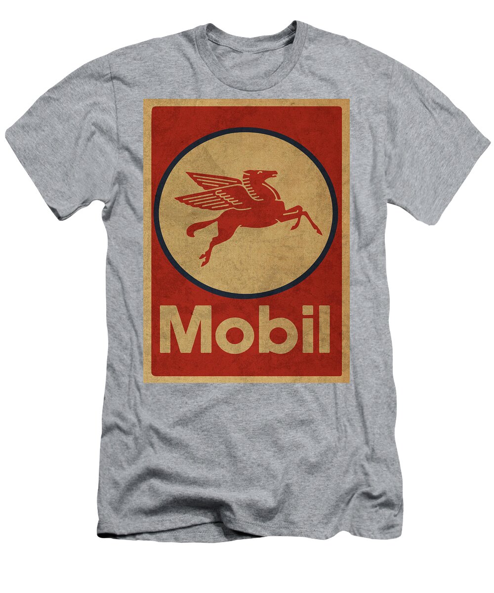 Mobil Oil Gas Sign Art T-Shirt by Design Turnpike - Instaprints