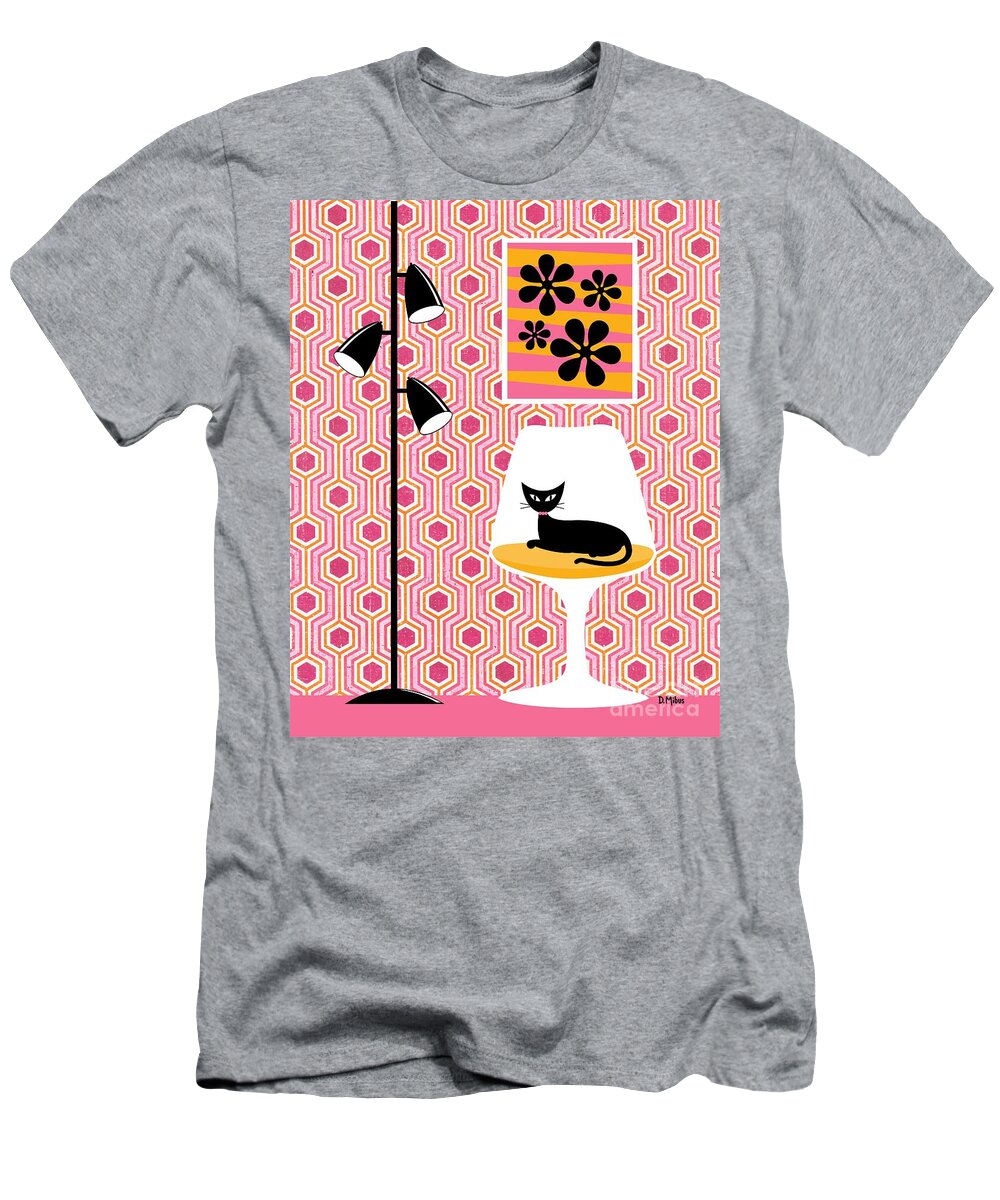 Mid Century Modern T-Shirt featuring the digital art Mod Wallpaper in Pink by Donna Mibus