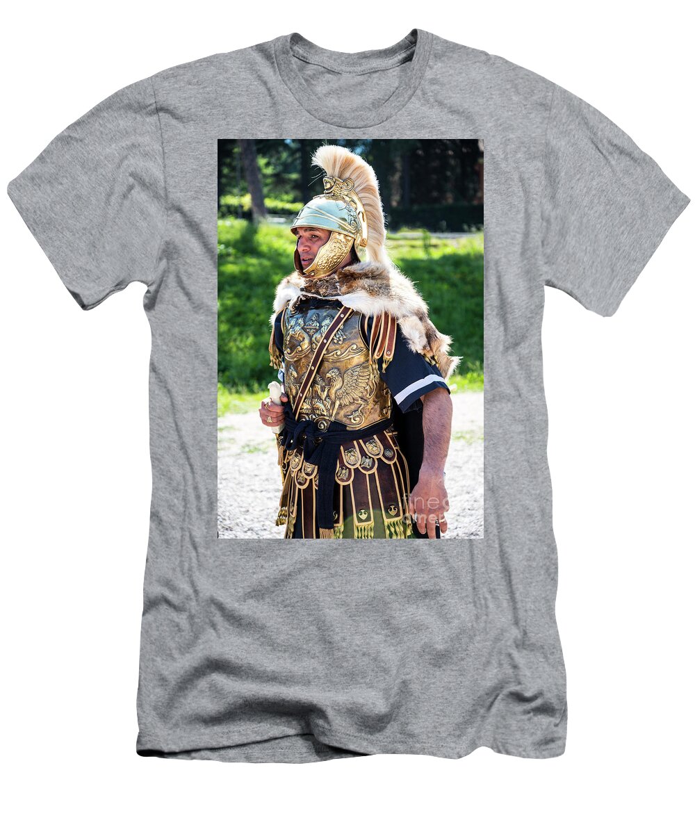Watchful Roman Legionnary Soldier T-Shirt featuring the photograph Watchful Roman Legionnary Soldier by Brenda Kean