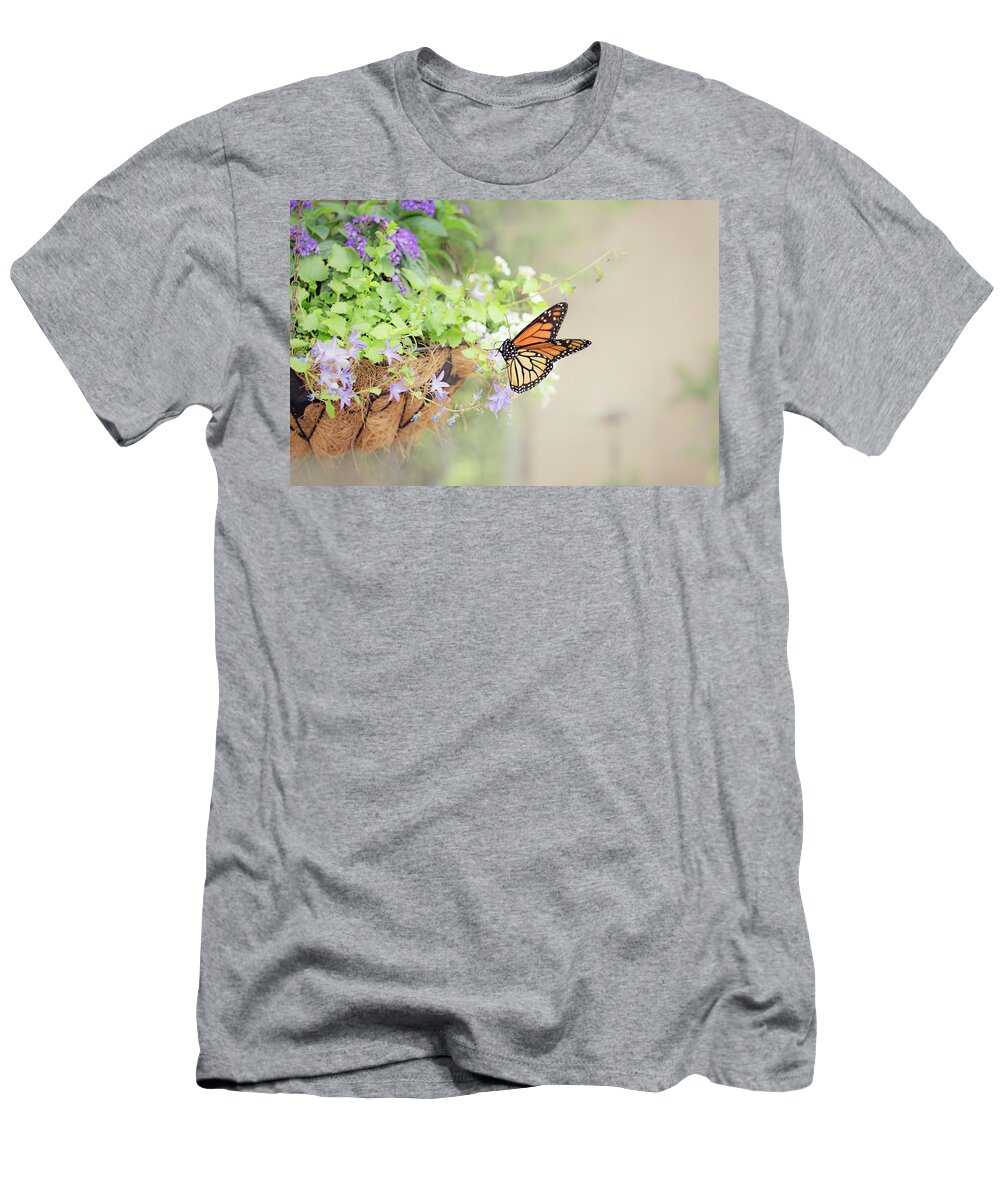 Flowers T-Shirt featuring the photograph Monarch and Garden Basket by Susan Gary