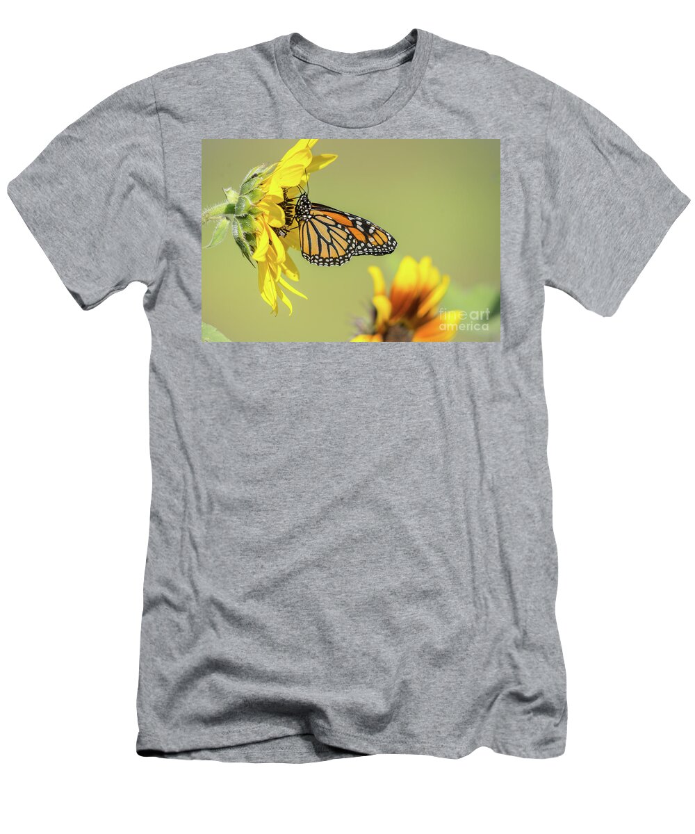 Cheryl Baxter Photography T-Shirt featuring the photograph Monarch in Sunflowers by Cheryl Baxter