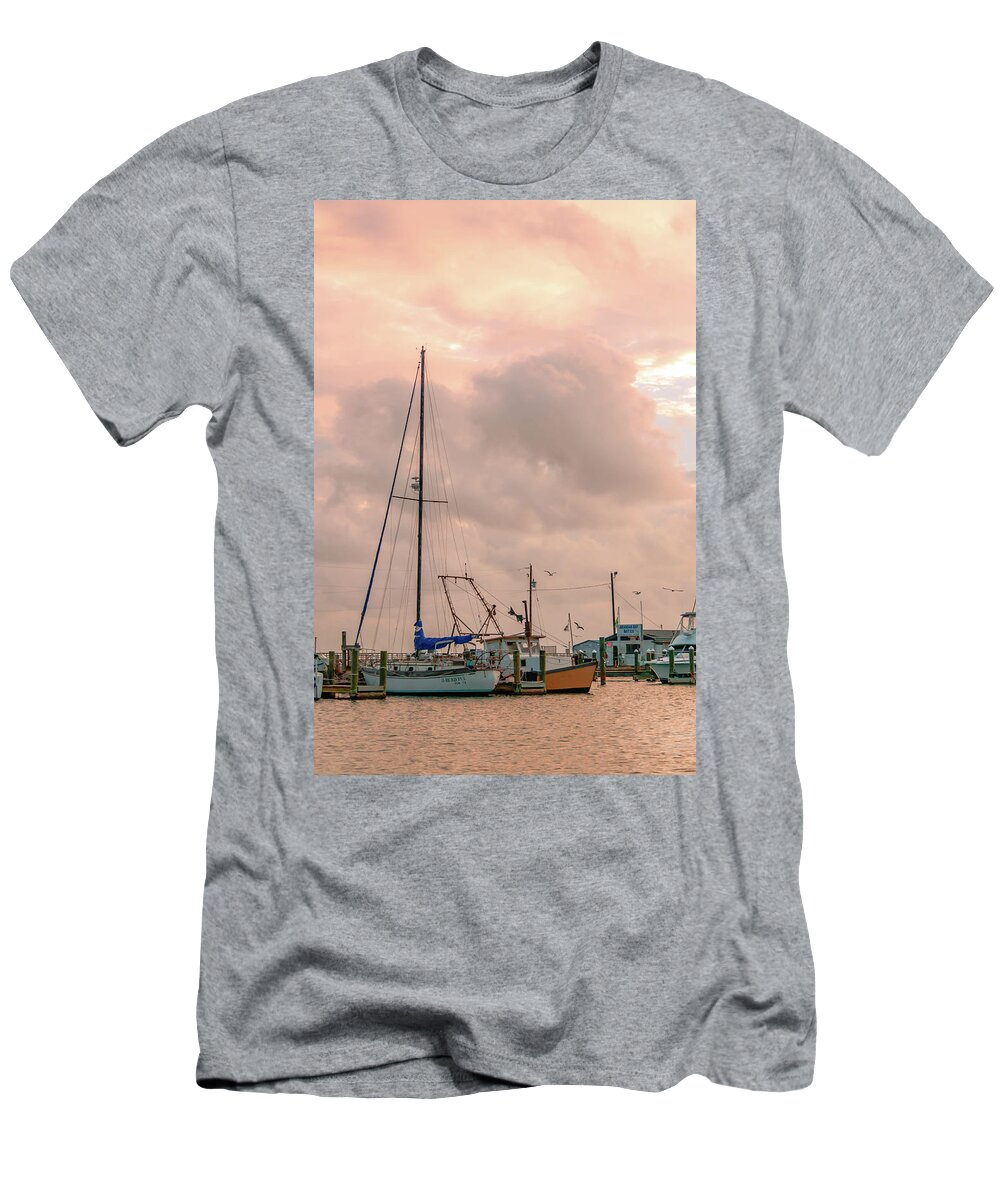 Boat T-Shirt featuring the photograph Morning at the Marina 2 by Leticia Latocki