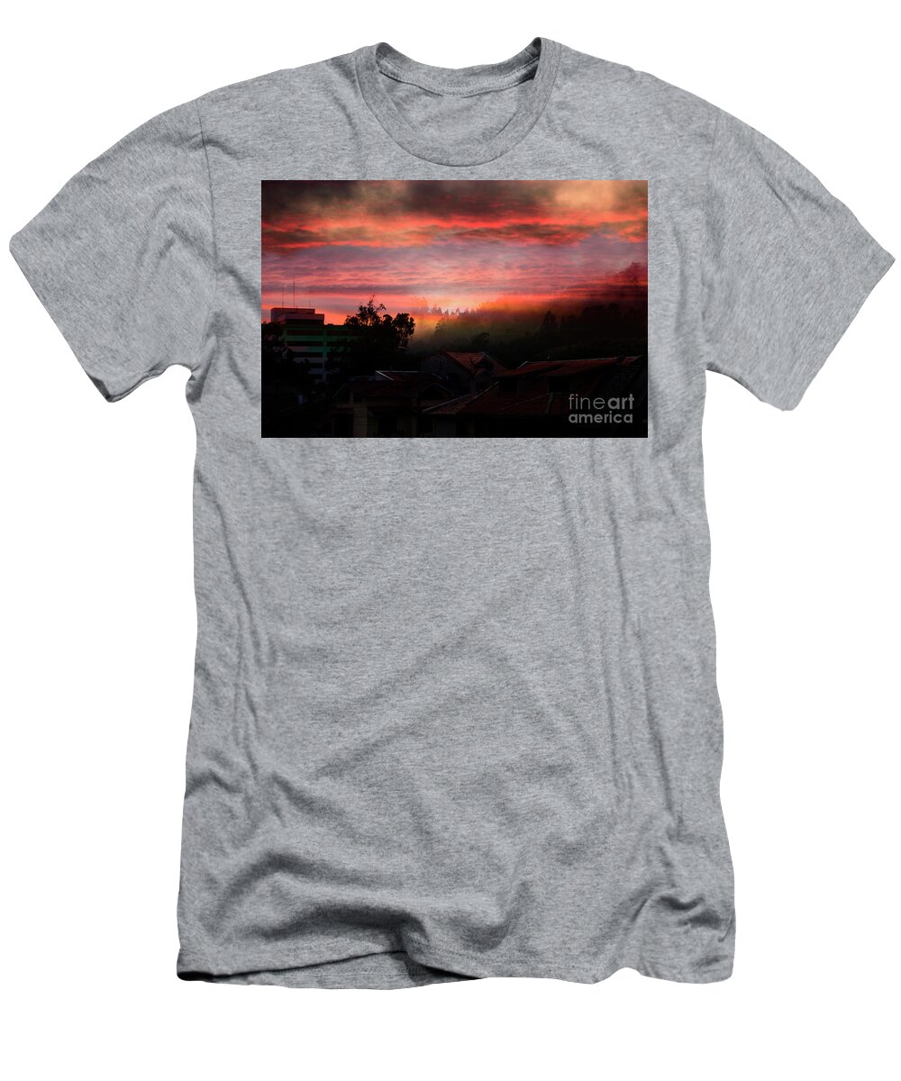 Morning T-Shirt featuring the photograph Morning Fog Over The Bosque De Monay by Al Bourassa