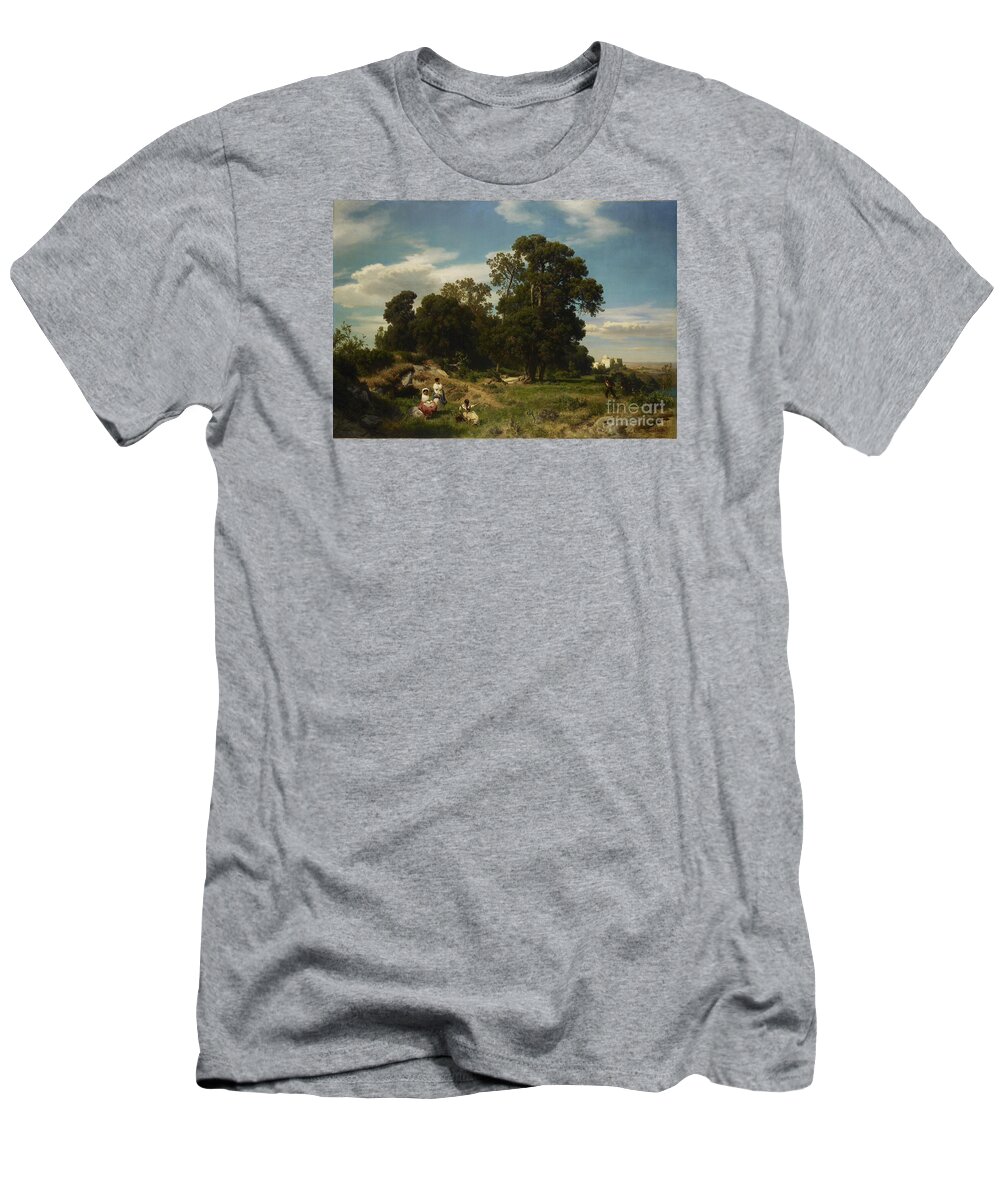 Oswald Achenbach T-Shirt featuring the painting Morning by MotionAge Designs