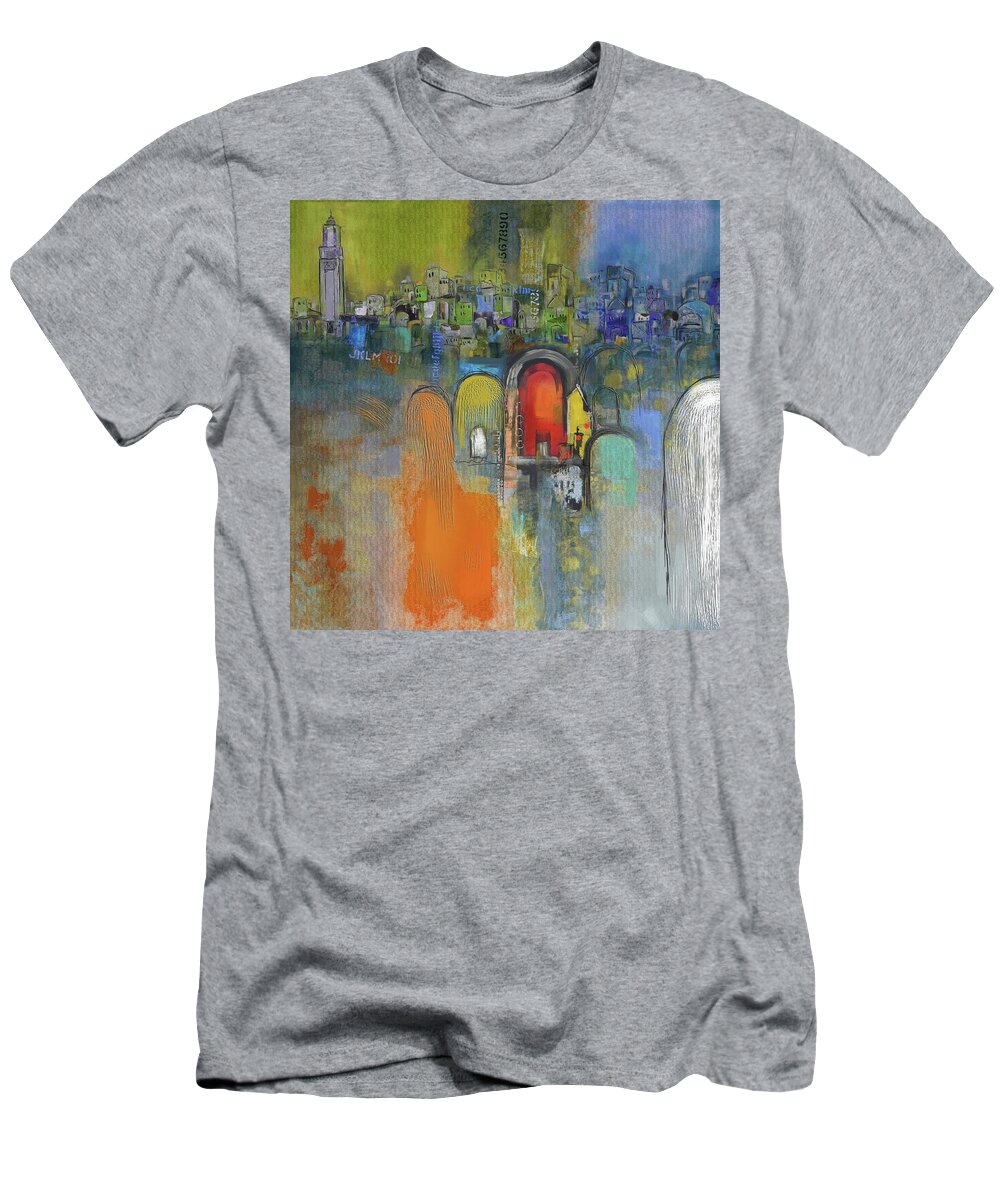 Moroccan T-Shirt featuring the painting Moroccan Architecture 182 II by Mawra Tahreem