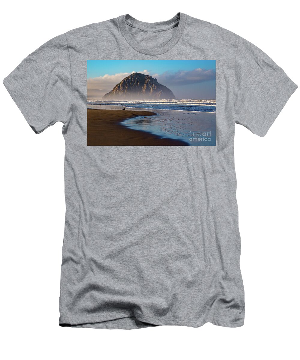 Morro Bay T-Shirt featuring the photograph Morro Rock and the Shoreline by Mimi Ditchie