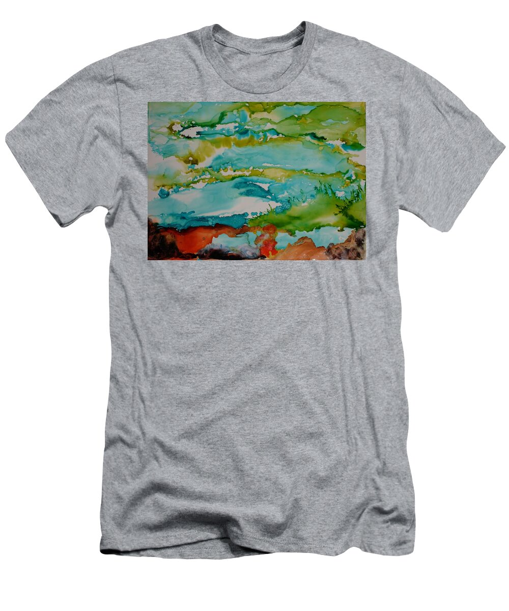 Wave T-Shirt featuring the mixed media Mother Ocean by Susan Kubes