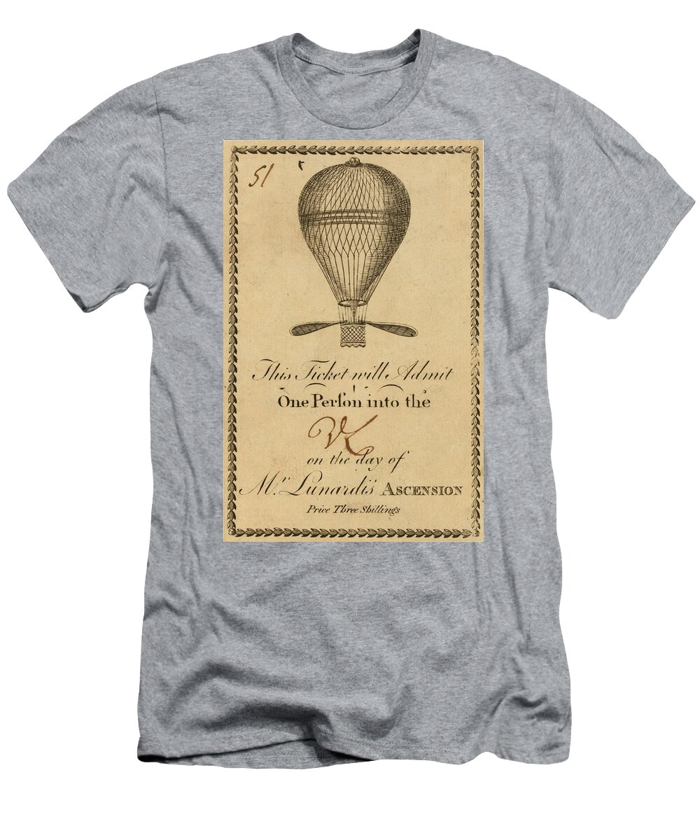 Vintage T-Shirt featuring the drawing Mr. Lunardi Ascension by Vintage Pix