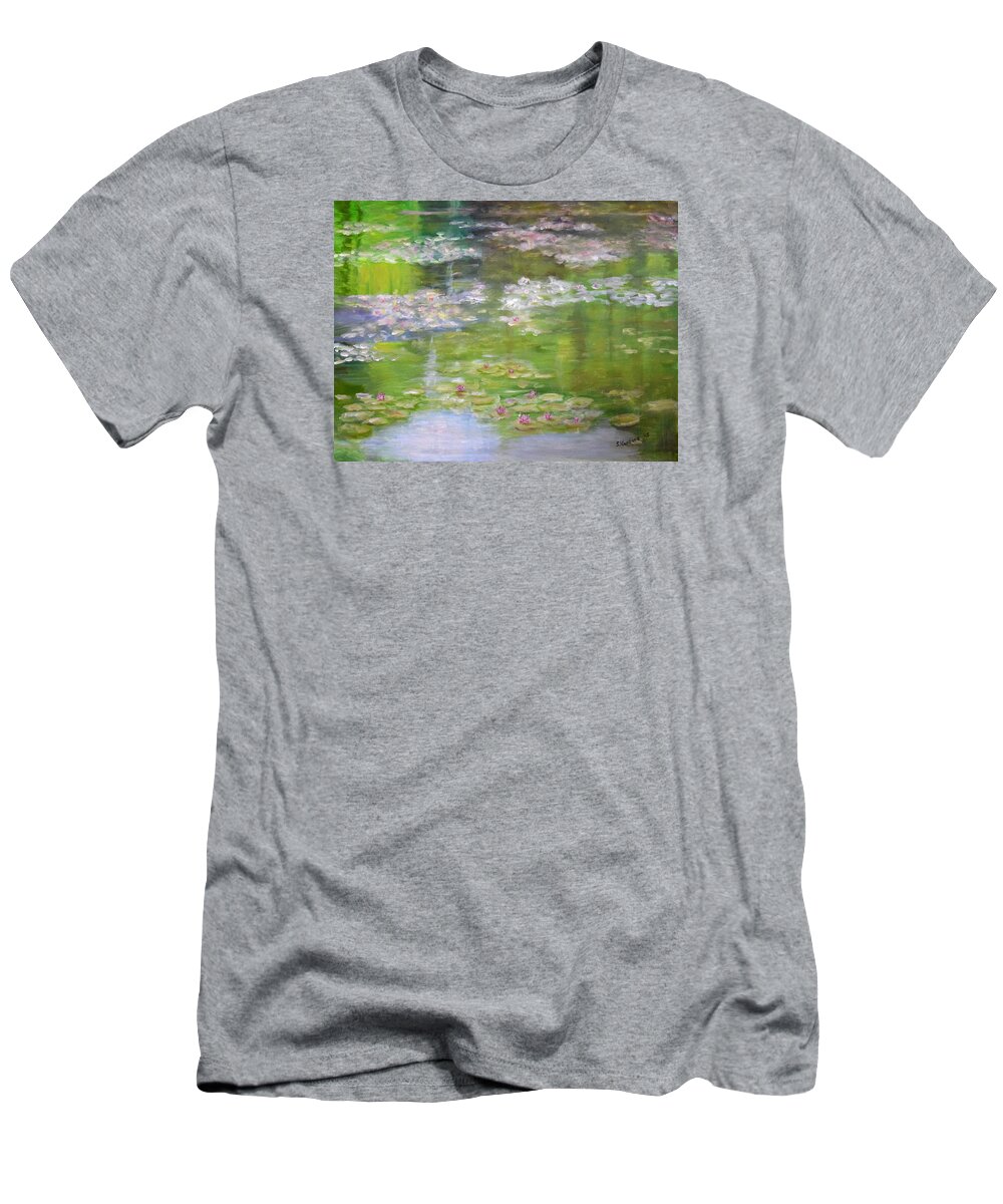 Lillies T-Shirt featuring the painting My Giverny by Sandra Nardone