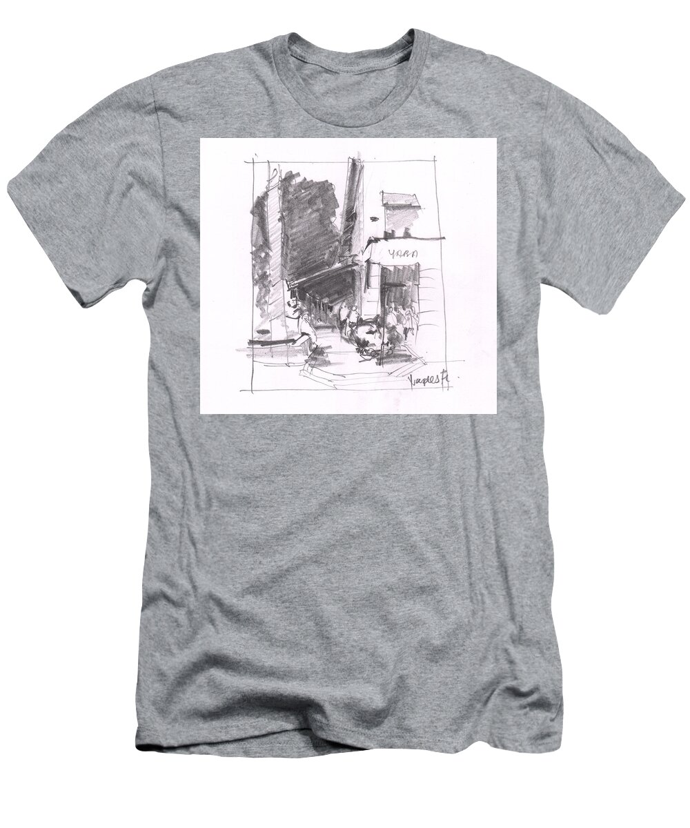 Pencil T-Shirt featuring the painting Naples 5th Ave corner by Gaston McKenzie