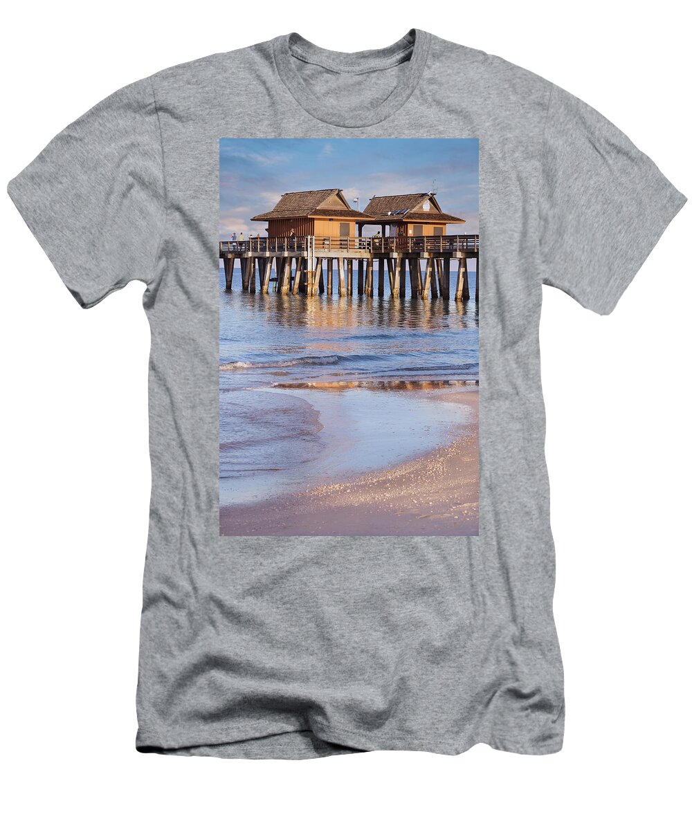 Pier T-Shirt featuring the photograph Naples Beach Pier by Kim Hojnacki