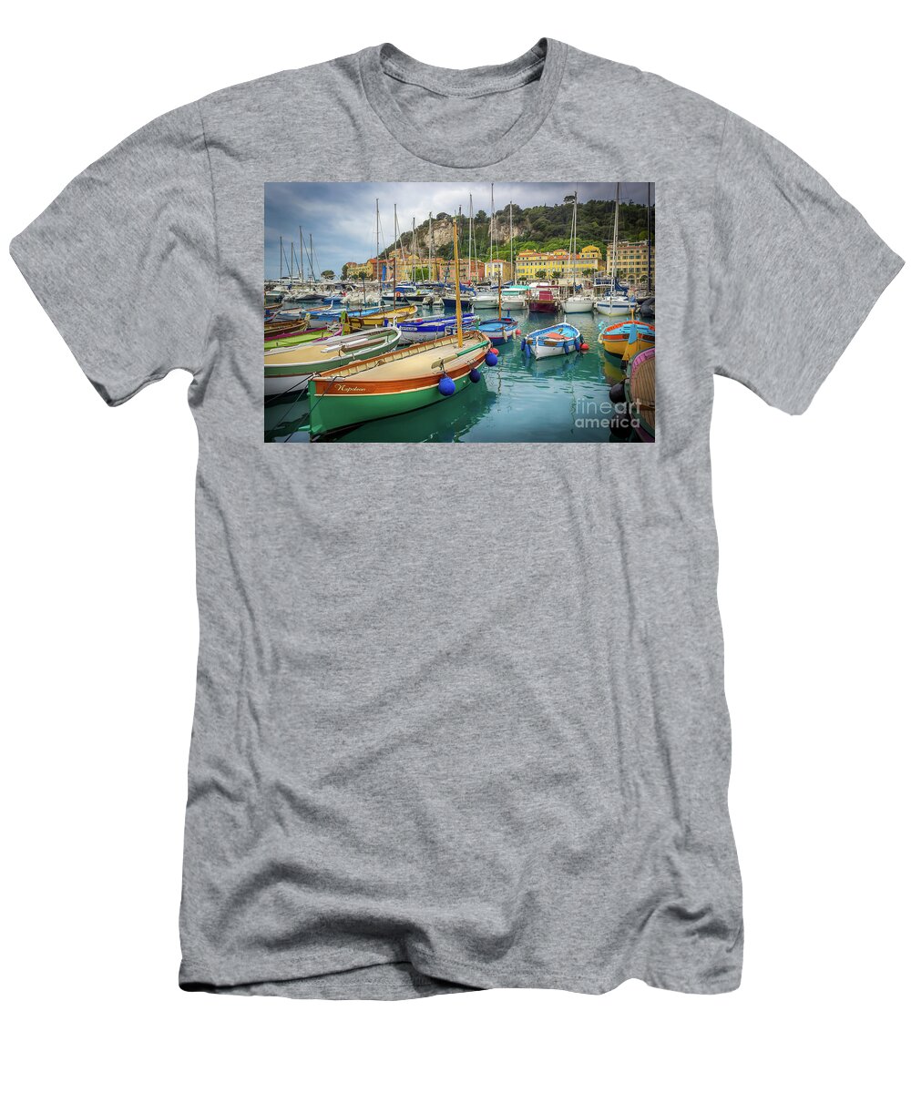 Castle Hill T-Shirt featuring the photograph Napoleon's Boat in Port of Nice, France by Liesl Walsh