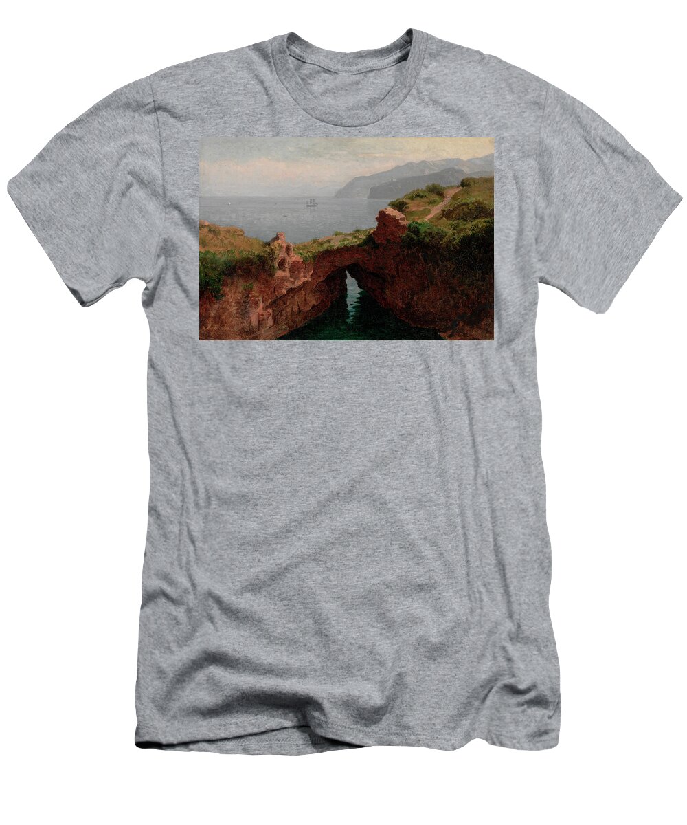 Natural Arch T-Shirt featuring the painting Natural Arch, Capri by William Stanley Haseltine
