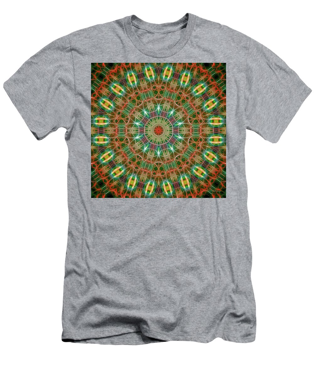 Tao T-Shirt featuring the digital art Neon Mandala, Nbr 19M by Will Barger