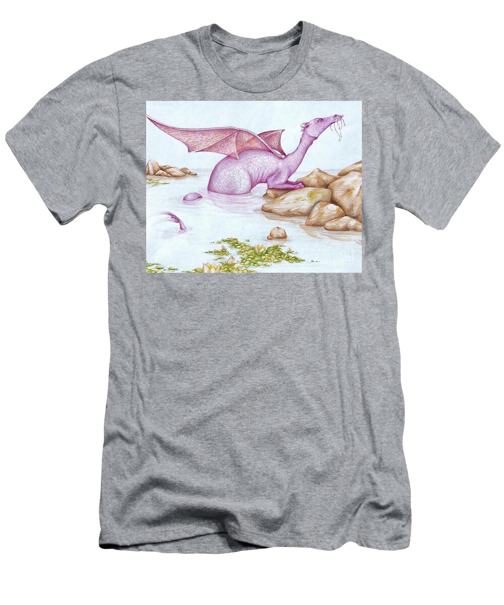 Dragon T-Shirt featuring the drawing Nessy's cousin by K M Pawelec