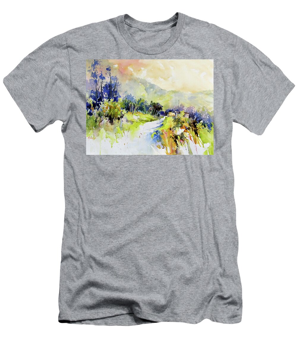 Landscape T-Shirt featuring the painting Nestled by Rae Andrews
