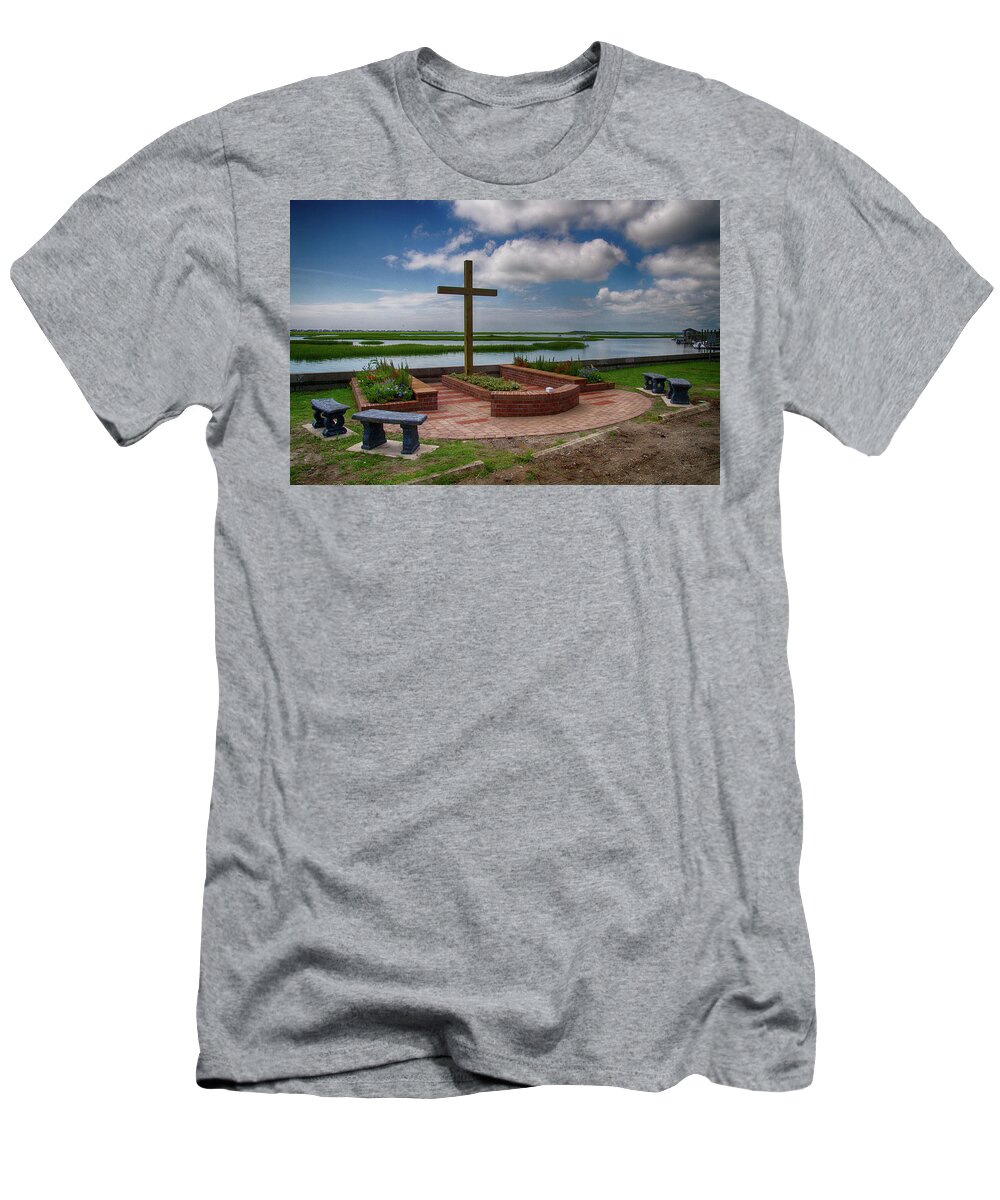 Cross T-Shirt featuring the photograph New Garden Cross at Belin UMC by Bill Barber