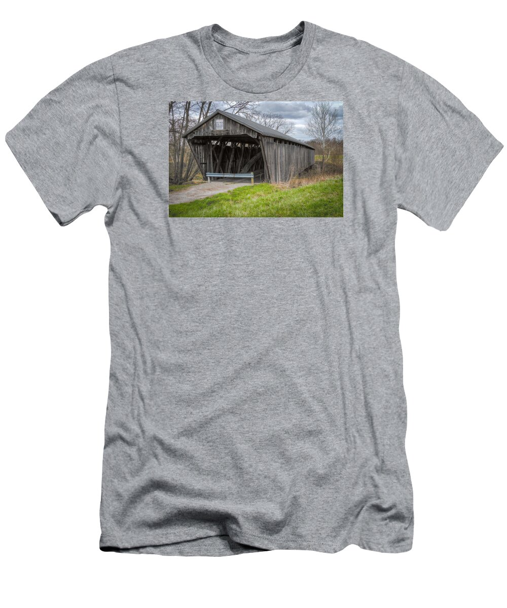 America T-Shirt featuring the photograph New Hope Covered Bridge by Jack R Perry