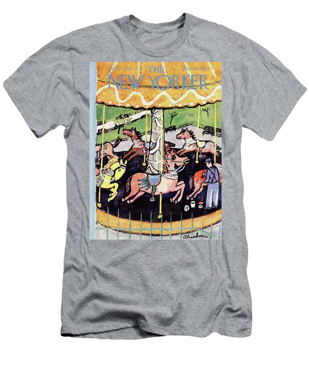 Carousel T-Shirt featuring the painting New Yorker April 21 1956 by Abe Birnbaum