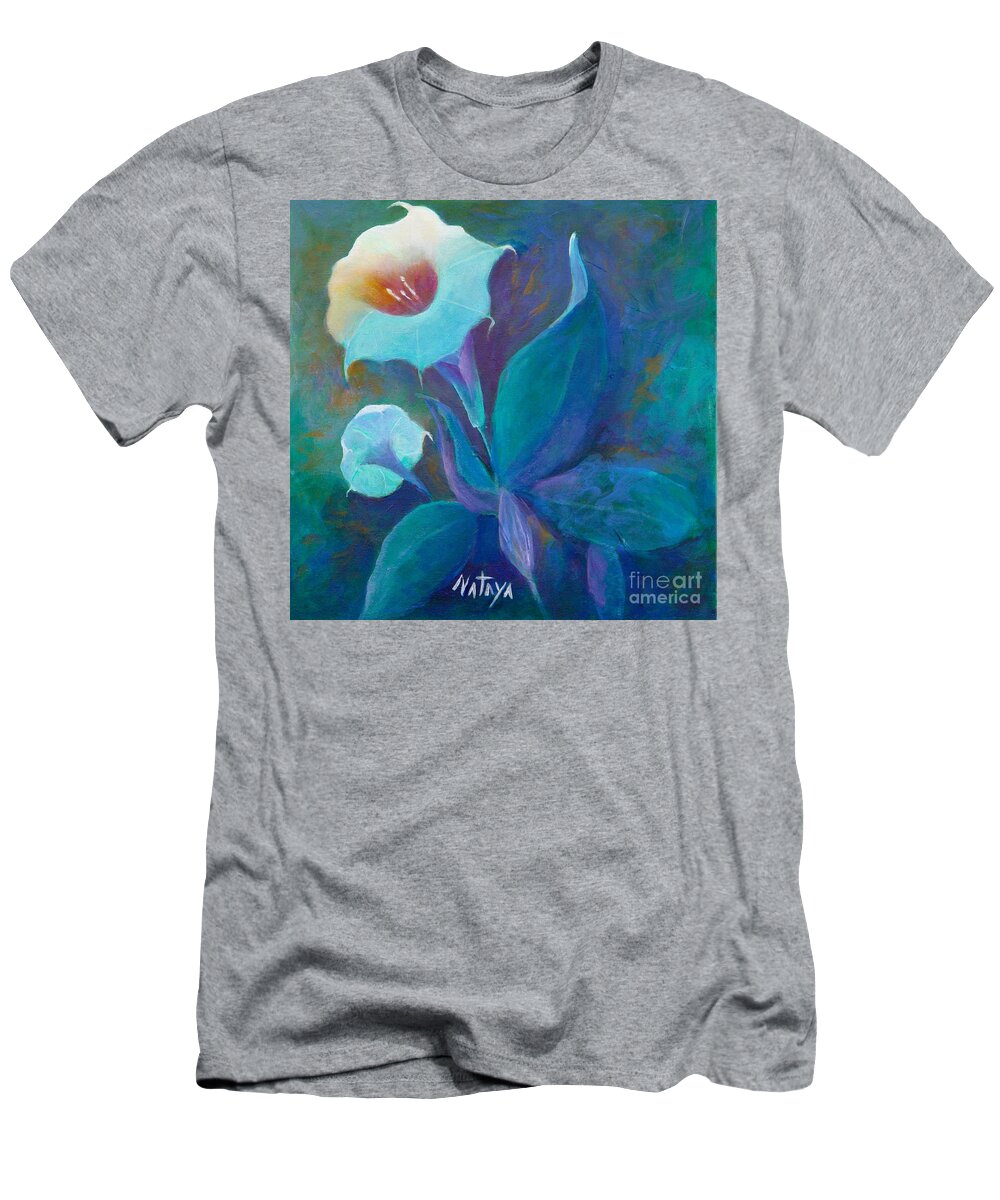 Jimsonweed T-Shirt featuring the painting Night Bloomer by Nataya Crow