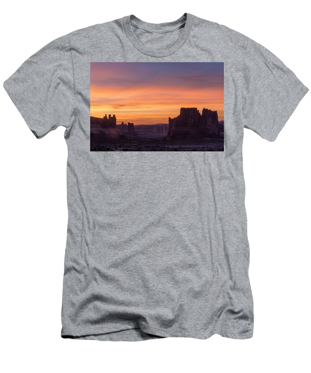 Arches T-Shirt featuring the photograph Night Falls Gently by Alex Lapidus