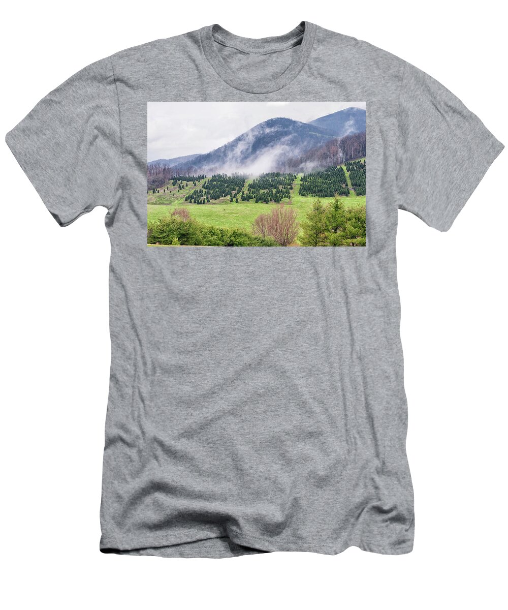 Boone North Carolina T-Shirt featuring the photograph North Carolina Christmas Tree Farm by Victor Culpepper