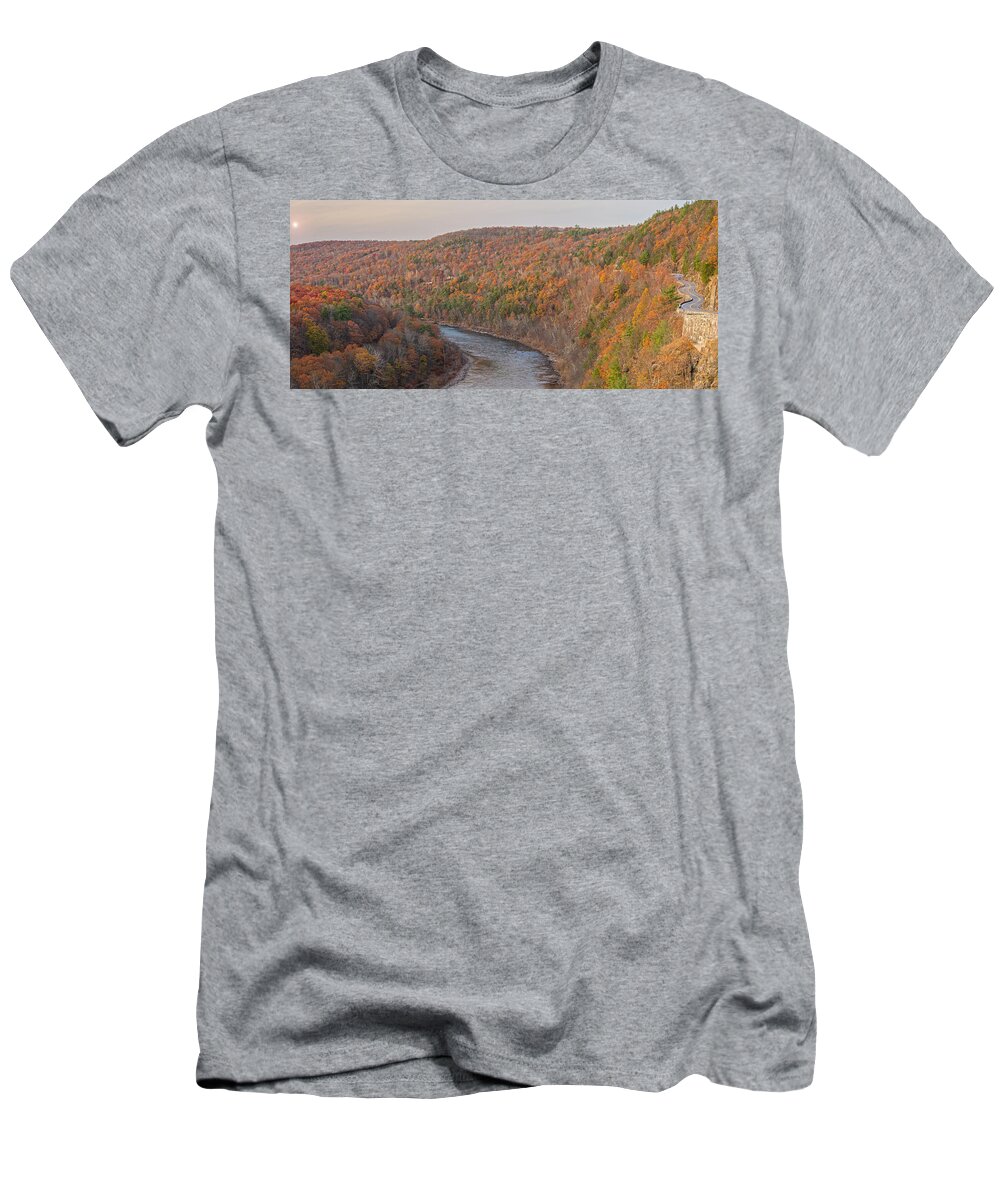 Scenic By-way T-Shirt featuring the photograph November Golden Hour At Hawk's Nest by Angelo Marcialis