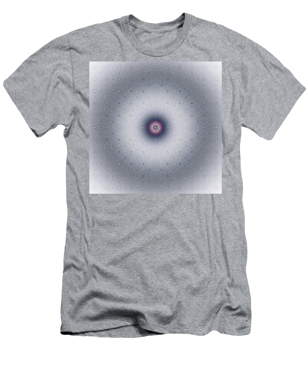 Fractal;apophysis;elegant;science;nucleus;nuclear;silver And Gray Gray; Particles;nucleus And Particles; Electrons; Computer; Wall Art; Pastels; Pale; Pink; Pink And Gray; Grey; Rings; Particle Around Nucleus T-Shirt featuring the photograph Nucleus by Richard Ortolano
