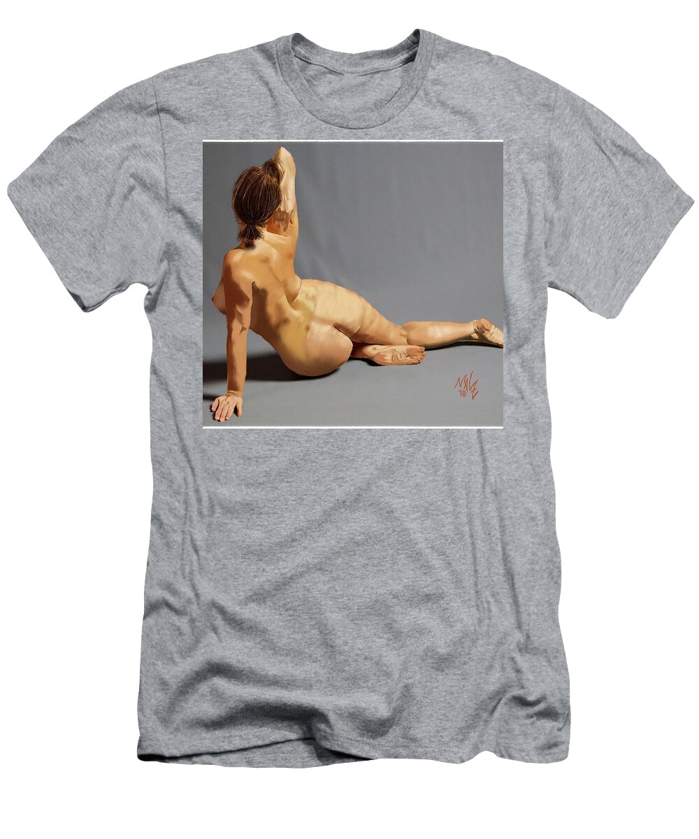 Nude T-Shirt featuring the digital art Nude by Mal-Z