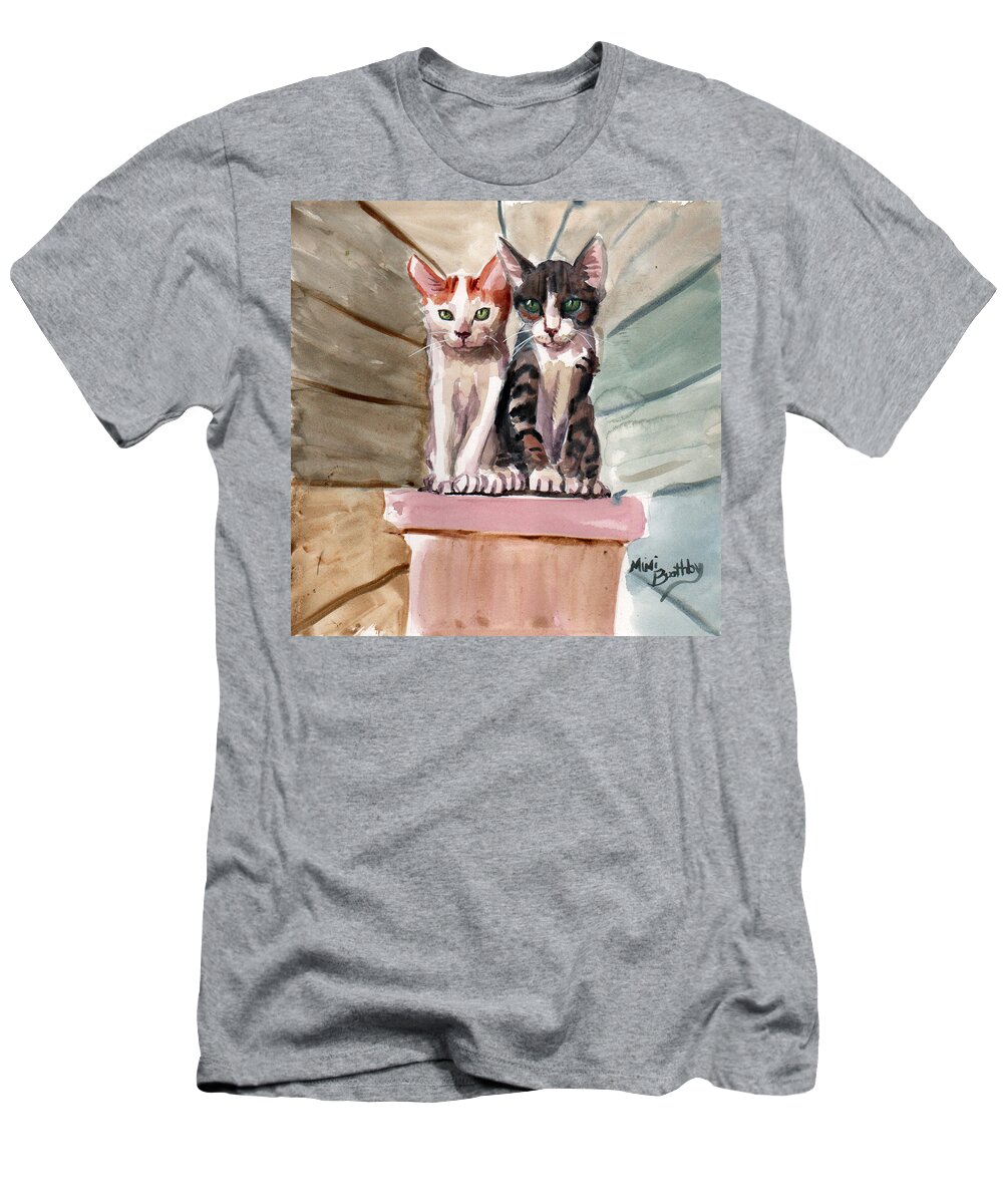Kittens T-Shirt featuring the painting Obi and Lisa two kittens by Mimi Boothby