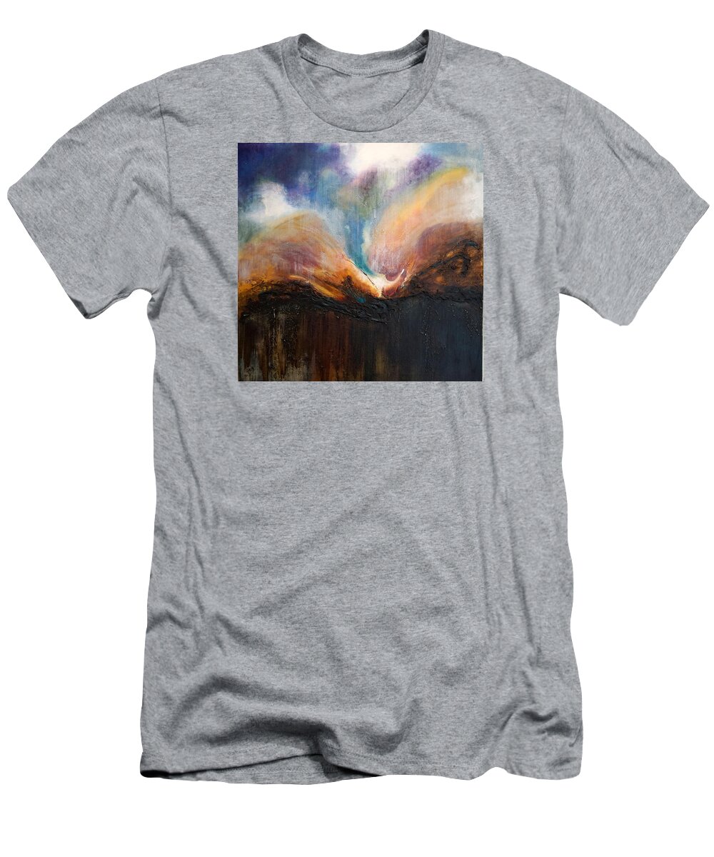 Abstract T-Shirt featuring the painting Oceans Apart by Theresa Marie Johnson