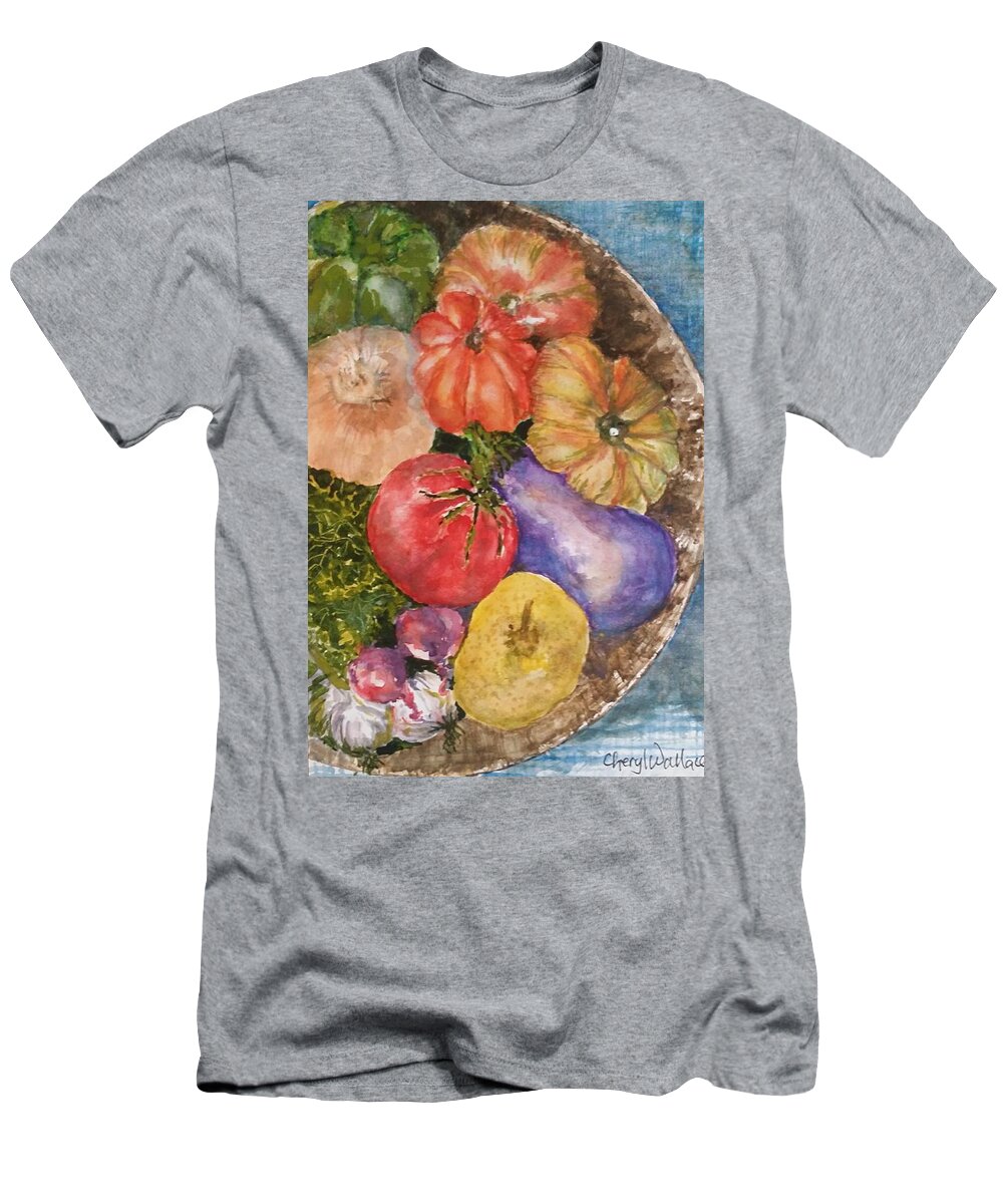 Bowl T-Shirt featuring the painting Ode to Vegeys by Cheryl Wallace