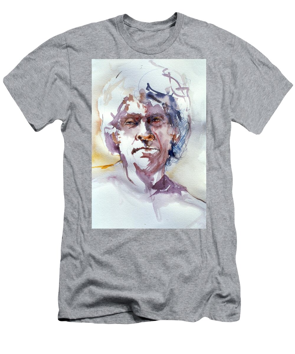 Headshot T-Shirt featuring the painting Ogden head study 1 by Barbara Pease