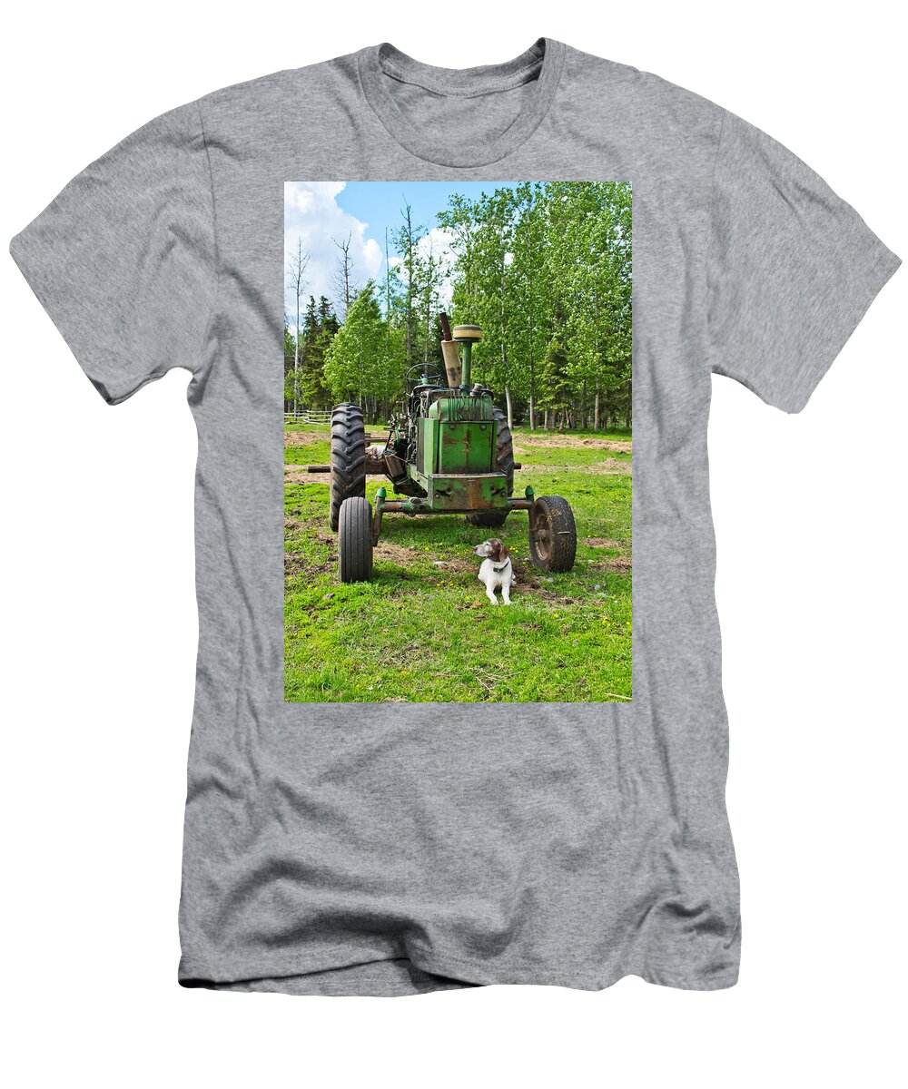 Tractor T-Shirt featuring the photograph Old Tractor, Old Dog by Cathy Mahnke