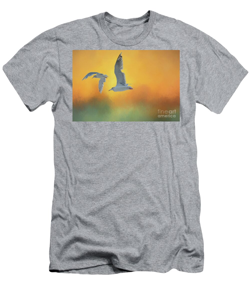 Seagulls T-Shirt featuring the photograph On the way to Trollfjord by Eva Lechner