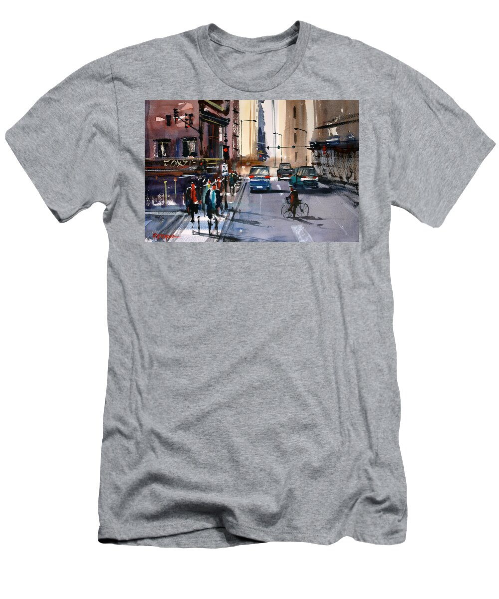 Ryan Radke T-Shirt featuring the painting One Way Street - Chicago by Ryan Radke