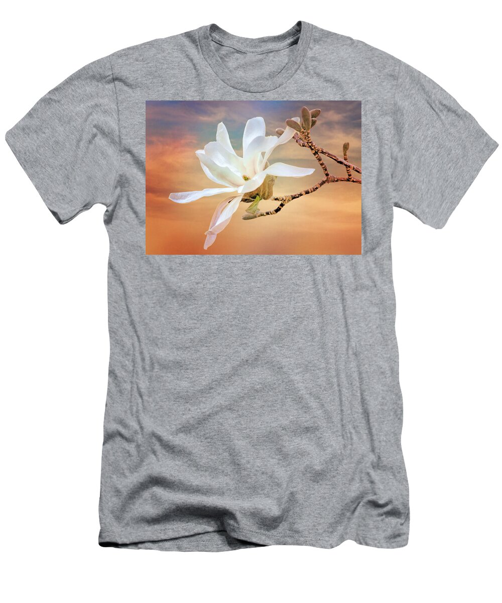 Magnolia T-Shirt featuring the photograph Open Magnolia on Texture by Nikolyn McDonald