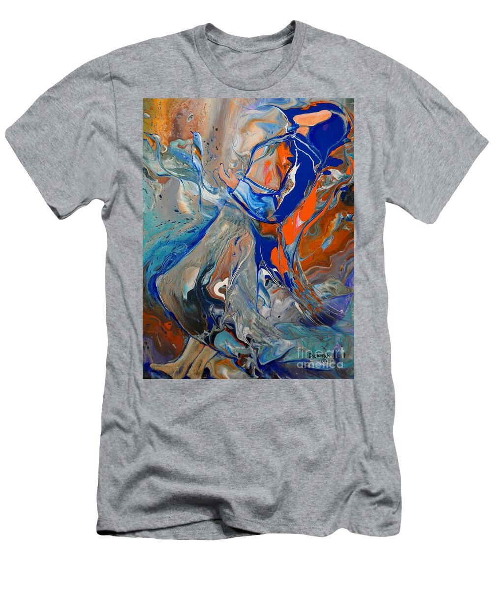 Acrylic Pour T-Shirt featuring the painting Open The Floodgates of Heaven by Deborah Nell